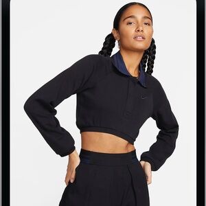 NWT Nike Sportswear Collection Women’s Long Sleeve Cropped Polo in Black